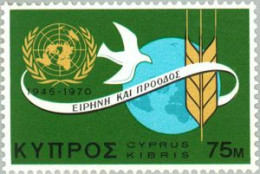 Chipre Cyprus  Nº 332  1970  25 Aniv. De La ONU Lujo - Otros & Sin Clasificación