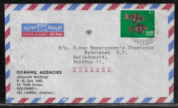 Sri Lanka Ceylon.   Stamp Sc. 476 On Air Mail Letter, Sent On 23.08.1975 From Colombo To Netherland - Sri Lanka (Ceylon) (1948-...)