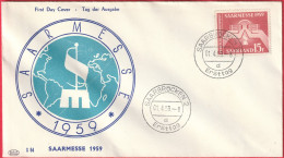 Allemagne (Saarbrücken - 1-4-59) - Enveloppe FDC - Saarmesse 1959 (Recto-Verso) - 1948-1960