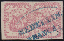 Colombia 28 1865 Escudo Shield Estados Unidos De Colombia Usados - Colombia