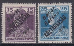 Hungary Banat Bacska 1919 Mi#37-38 Mint Hinged - Banat-Bacska