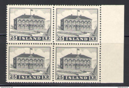 1952 ISLANDA ,   Palazzo Del Parlamento , Serie Ordinaria , Quartina Splendida, - Sonstige & Ohne Zuordnung