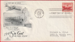 États-Unis (Washington - 18-1-49) - Enveloppe FDC - Premier Vol De L'Homme (Frères Wright à Kitty Hawk) - 1941-1950