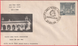 Inde (Ahmedabad - 24-1-66) - Enveloppe FDC - Agence Voyages Région Du Pacifique - FDC