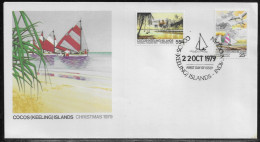 Cocos Keeling Islands. FDC Sc. 51-52.   Christmas 1979. Sailboats  FDC Cancellation On FDC Envelope - Kokosinseln (Keeling Islands)
