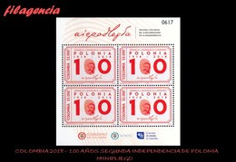 AMERICA. COLOMBIA MINT. 2018 100 AÑOS DE LA RECUPERACIÓN DE LA INDEPENDENCIA DE POLONIA. MINIPLIEGO - Colombia