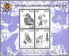 Bhutan 2017 Flora And Fauna 4v M/s, Mint NH, Nature - Animals (others & Mixed) - Birds - Butterflies - Flowers & Plants - Bhutan
