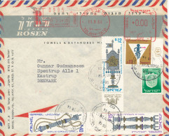 Israel Registered Air Mail Cover With Red Meter Cancel And Stamps Sent To Denmark 11-9-1966 - Luftpost