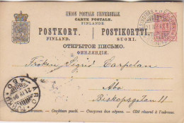 FINLAND. 1894/Helsinki, Ten-penni PS Card/tri-lingual Postmark. - Covers & Documents