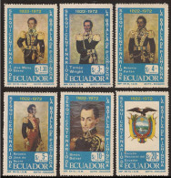 Ecuador A- 547/52 1972 150 Aniversario Batalla Pichincha Bolivar MNH - Equateur