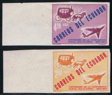 Ecuador A- 405/06s 1963 Aéreo Cº Conferencia Postal Sin Dentar Variety Avión - Equateur