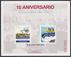 El Salvador HB 47 2002 10 Años De Acuerdos De Paz MNH - Salvador