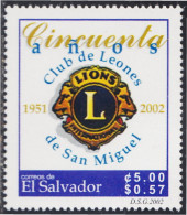 El Salvador 1515 2002 50 Años De Lions Club De San Miguel MNH - Salvador
