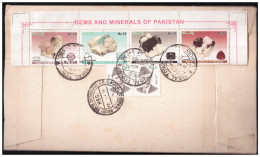 PAKISTAN USED REGISTERED AIR MAIL ENVELOPE ,GAMES AND MINERALS STAMPS ( 4 ) - Pakistan
