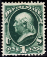 Estados Unidos Servicio Oficial 1 1873 Benjamín Franklin Agricultura MH - Andere & Zonder Classificatie