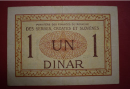 Banknotes Yugoslavia 1 Dinar 1919 Fine Ministarstvo Finansija Kraljevstva Srba, Hrvata I Slovenaca - Yougoslavie