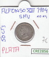 CRE2856 MONEDA ESPAÑA ALFONSO XIII 50 CENTIMOS 1904 *0*4 SMV PLATA MBC - Otros & Sin Clasificación