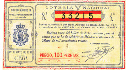 CRBL0106 BILLETE LOTERIA NACIONAL 1928 100 PESETAS MBC - Sonstige & Ohne Zuordnung