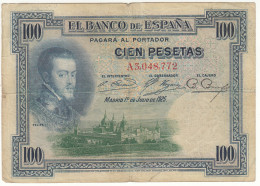 CRBS1066 BILLETE ESPAÑA 100 PESETAS 1925 CON RESELLO USADO - Otros & Sin Clasificación