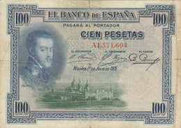 CRBS1063 BILLETE ESPAÑA 100 PESETAS 1925 CON RESELLO USADO - Sonstige & Ohne Zuordnung