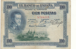 CRBS1060 BILLETE ESPAÑA 100 PESETAS 1925 CON RESELLO USADO - Otros & Sin Clasificación