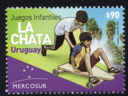 URUGUAY 2023 (Joint Issue, Mercosur, Games, Children, Toys, Wooden Cart, Ruleman, Palms, Trees, Crux, Stars) - 1 Stamp - Emissions Communes
