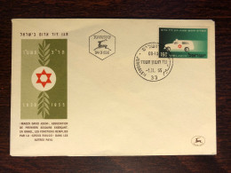 ISRAEL FDC COVER 1955 YEAR RED MAGEN DAVID RED CROSS HEALTH MEDICINE STAMPS - Covers & Documents