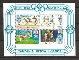 Tanzania Uganda Kenya 1972 Olympic Summer Games, München 1972 Mi Bloc 2  - MNH(**) - Kenya, Oeganda & Tanzania