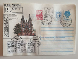 1991..USSR. COVER WITH PRINTED,GLUED AND LOCAL STAMPS..MIXED FRANKING ..KIEV - Ukraine