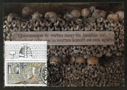 FRANCE (2023) Carte Maximum Card - Salon Philatélique De Printemps, Les Catacombes De Paris, Crânes, Ossuaire - 2020-…