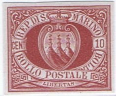 San Marino S. Marino (sm12). Stemmi. Prova Di Macchina Su Carta Grigia Del 10c Rosso Bruno Del 1899, Non Dentellata, Ott - Ungebraucht