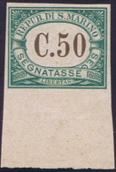 S. Marino 1897 (sm14) Segnatasse 50c. Sass. P4, Cat. 280,00. Prova Di Macchina Su Carta Grigiastra Senza Filigrana, Bord - Ongebruikt