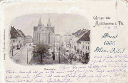 AK Gruss Aus Mühlhausen I. Thüringen - Prosit 1900 Neu-Jahr - Untermarkt - 31.12.1899 (67829) - Mühlhausen
