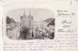 AK Gruss Aus Mühlhausen I. Thüringen - Prosit 1900 Neu-Jahr - Untermarkt - 31.12.1899 (67829) - Muehlhausen