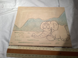 Dessin Original Ancien Dessin éléphant Carte De France - Dibujos