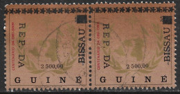 GUINE BISSAU – 1987 WMO Surcharged 2500.00 Over 2$ SCARCE Pair Of Used Stamps - Guinée-Bissau