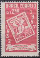 1957 Brasilien *F Mi:BR 912, Sn:BR 849, Yt:BR 631, The 25th Anniversary Of The Sao Paulo Revolutionary Govt - Timbres Sur Timbres