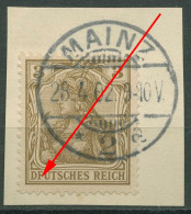 Deutsches Reich 1902 Germania Mit Plattenfehler 69 I Gestempelt, Briefstück - Errors & Oddities