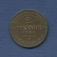 Sachsen 2 Pfennige 1864 B, König Johann, J 122, Ss+ (m6482) - Groschen & Andere Kleinmünzen