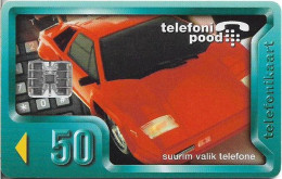 Estonia - Eesti Telefon - Red Lamborghini Countach Car, 07.1997, 50U, 50.000ex, Used - Estonia