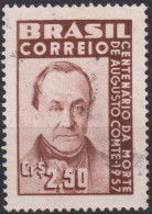 1957 Brasilien ° Mi:BR 919, Sn:BR 854, Yt:BR 639, Centenary Of Philosopher Agusto Comte's Death, Creator Of Po - Usati