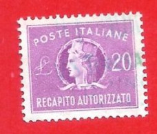 1955-90 (12/ll) Recapito Autorizzato Filigrana Stelle Il Lire 20 - Usato (leggi Messaggio Del Venditore) - Express-post/pneumatisch