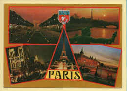 PARIS La Nuit : Multivues / Blason (voir Scan Recto/verso) - Parigi By Night