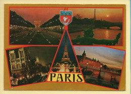 PARIS La Nuit : Multivues / Blason (voir Scan Recto/verso) - Paris Bei Nacht