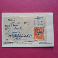 Reçu 29-11-1949 Avec Timbre 2d Orange - Fiscales