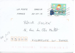 France 2014 - AA 1059 - Oblitéré S/enveloppe  07/2015 / DEVELOPPEMENT DURABLE - Storia Postale