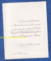 Faire Part De Mariage - 1896 - PARIS 7e - Comte Géraud De ROCHECHOUART Et Mademoiselle ESPIVENT De PERRAN - Annunci Di Nozze