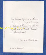 Faire Part De Mariage - 1896 - PARIS 7e - Mademoiselle ESPIVENT De PERRAN Et Comte Géraud De ROCHECHOUART - Annunci Di Nozze