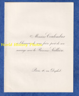 Faire Part De Mariage - Vers 1900 - PARIS 1er - Monsieur COULOMBIER Avec La Baronne SEILLIERE - 16 Rue Duphot - Huwelijksaankondigingen