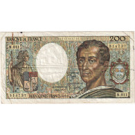 France, 200 Francs, Montesquieu, 1982, N.011, TTB, Fayette:70.02, KM:155a - 200 F 1981-1994 ''Montesquieu''
